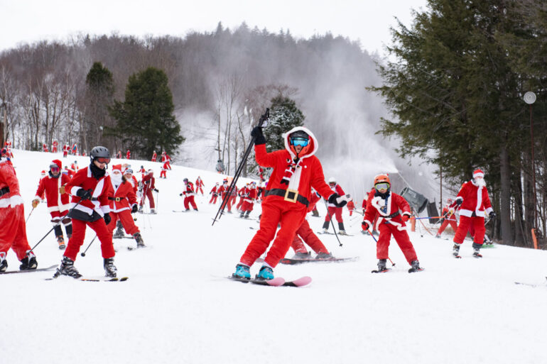 Santas skiing at Sunday River